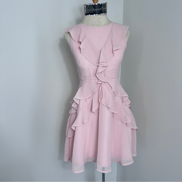 BCBGirls Other - BCBGirls Light Pink Ruffle Neckline & Waist Girls A line Dress size 12 (40)